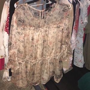 Lacy sheer flowered blouse